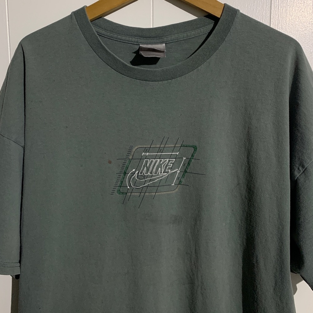 Vintage Y2K Sage Nike Embroidered Faded Tee Thrashed Silver Tag